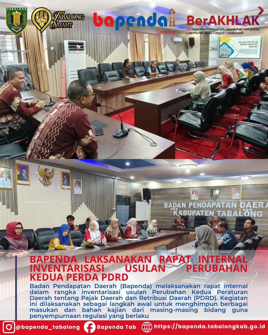 Bapenda Laksanakan Rapat Internal Inventarisasi Usulan Perubahan Kedua Perda PDRD